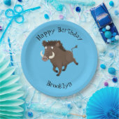 Wilde zwijnen razorback gepersonaliseerde cartoon  papieren bordje (Feest)