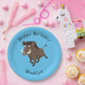 Wilde zwijnen razorback gepersonaliseerde cartoon  papieren bordje (Feest)