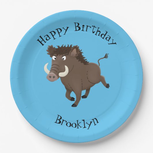 Wilde zwijnen razorback gepersonaliseerde cartoon  papieren bordje (Voorkant)