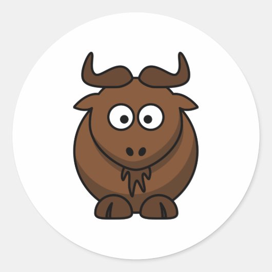 Wildebeast Cartoon Ronde Sticker (Voorkant)
