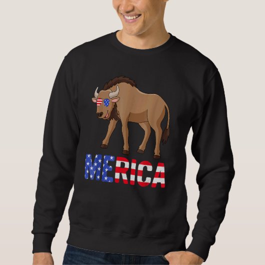 Wildebeest 4 juli Merica Draag zonnebril Amer Trui (Voorkant)