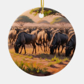 Wildebeest in savanne keramisch ornament (Voorkant)
