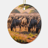 Wildebeest in savanne keramisch ornament (Links)