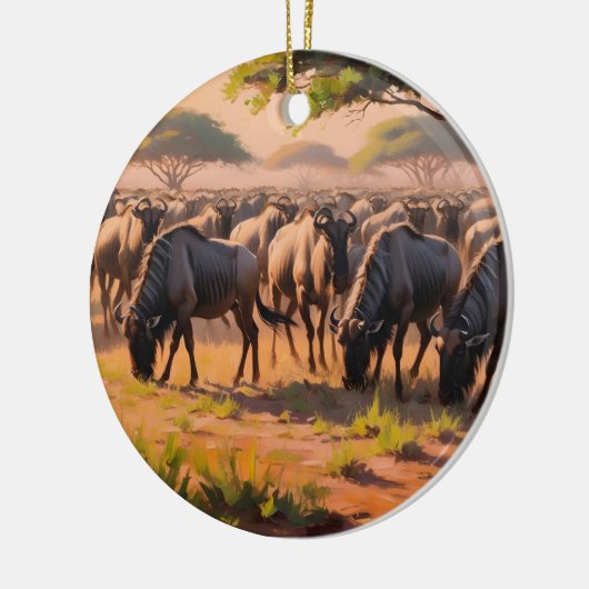Wildebeest in savanne keramisch ornament (Links)