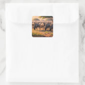 Wildebeest in savanne vierkante sticker (Tas)