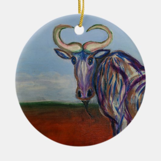 Wildebeest Keramisch Ornament (Voorkant)