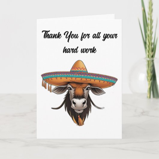 Wildebeest met sombrero kaart (Voorkant)
