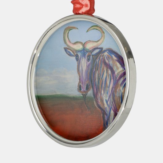 Wildebeest Metalen Ornament (Links)
