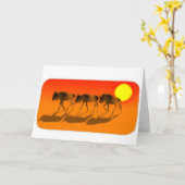 Wildebeesten bij zonsondergang Verjaardag Kaart (Gele Bloem)