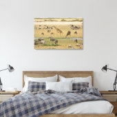 Wildebeesten, zebra's en Giraffes Canvas Afdruk (Insitu (Slaapkamer))
