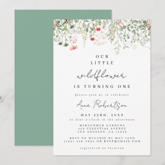 Wildebloem 1e verjaardag kaart (Voorkant / Achterkant)