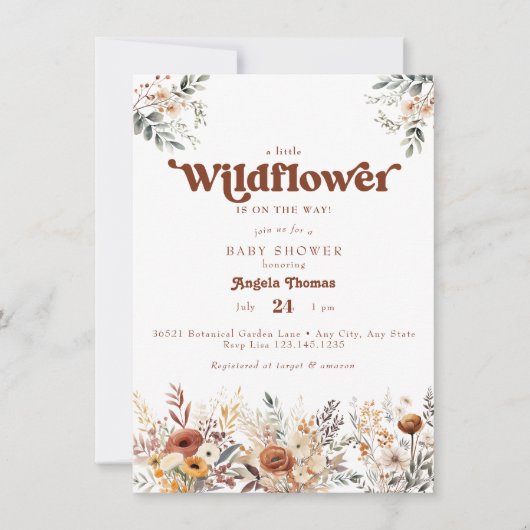 Wildebloem baby shower uitnodiging (Voorkant)