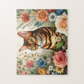 Wildebloem Bengaalse Kat Legpuzzel (Verticaal)
