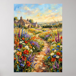 Wildebloem Cottage Landschaps Poster | Impressioni