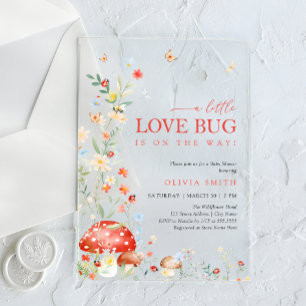 Wildebloem Little Love Bug Baby Shower Acryl Uitnodigingen