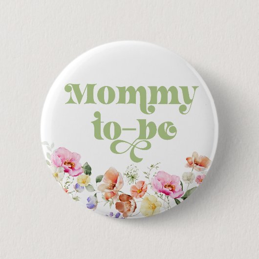 Wildebloem mama in wording ronde button 5,7 cm (Voorkant)