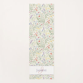 Wildebloem Monogram Naam Waterverf Lilla Wit Yogamat
