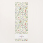 Wildebloem Monogram Naam Waterverf Lilla Wit Yogamat (Achterkant)