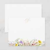 Wildebloem Monogram Notitiekaart Kaart (Voorkant / Achterkant)