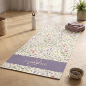 Wildebloem Monogramnaam Paarse Waterverf Yogamat