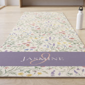 Wildebloem Monogramnaam Paarse Waterverf Yogamat