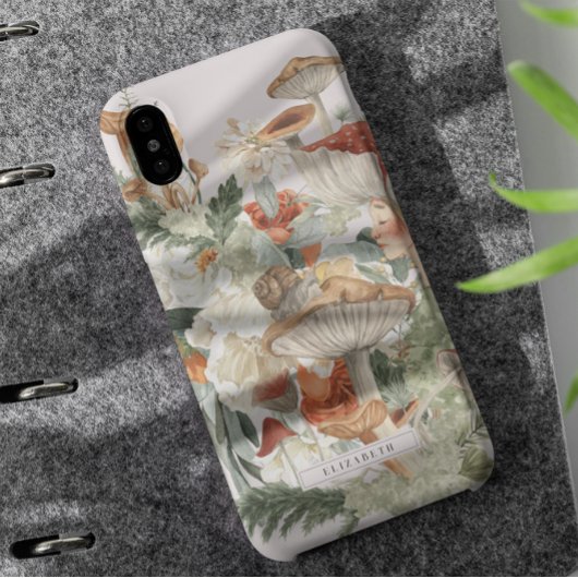 Wildebloem Paddenstoel | Boho Herfstbos Monogram Case-Mate iPhone Case