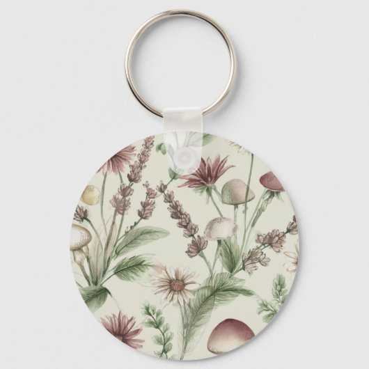 Wildebloem Paddenstoel Cottagecore Sleutelhanger (Achterkant)