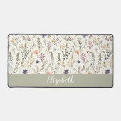 Wildebloem Patroon Script Naam Saliegroen Bureaumat (Voorkant)