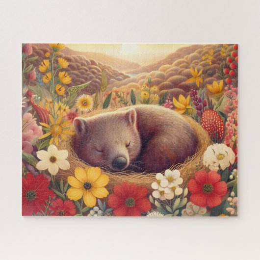 Wildebloem Slapende Wombat Legpuzzel (Horizontaal)