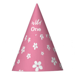 Wildebloem Stof Roze Schattig Meisje Verjaardag Feesthoedjes