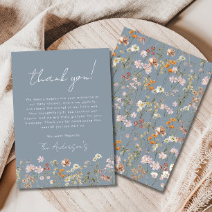 Wildebloem Stofblauw Baby in Bloom Baby Shower Bedankkaart