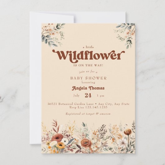 Wildebloemen baby shower uitnodiging (Voorkant)