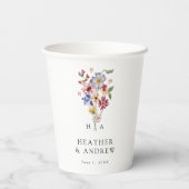 Wildebloemen Bruiloft Papieren Bekers (Achterkant)