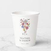 Wildebloemen Bruiloft Papieren Bekers (Voorkant)