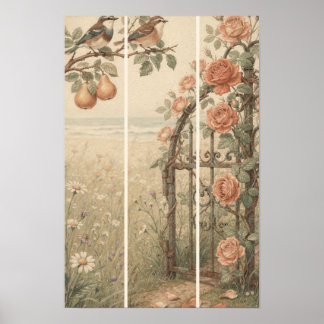 Wildebloemenweide Cottagecore-kunstprint Poster