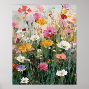 Wildebloemenweide Kleurrijk Bloemenschilderij in O Poster