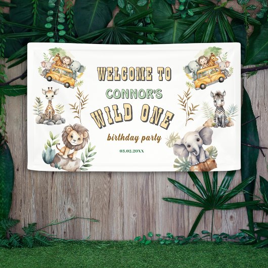 Wildebras jungle safari 1e verjaardag Banner