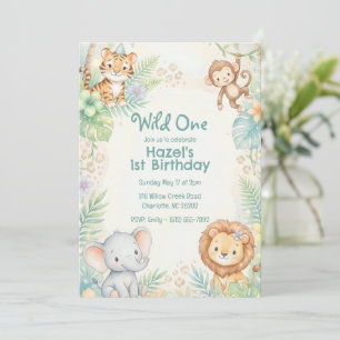 Wildebras Jungle Safari Dieren Meisje 1e Verjaarda Kaart