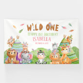 Wildebras Safari Verjaardagsfeestje in het bos Spandoek (Horizontaal)