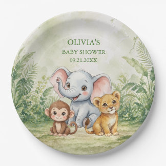 Wildebras Tropische Jungle Baby Shower Papieren Bordje