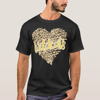 Wildekatten Geel Zwart Luipaard School Sport Fan T-shirt