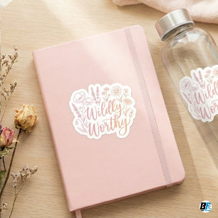 Wildelings Waardig   Roze Waterverf Bloem Motivati Sticker