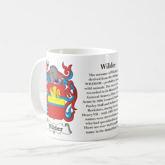 Wilder, oorsprong, betekenis en crest koffiemok (Voorkant links)