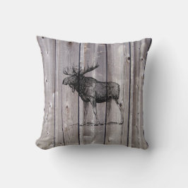 Wilderheid Moose op Rustic Wood Cabin Sierkussen
