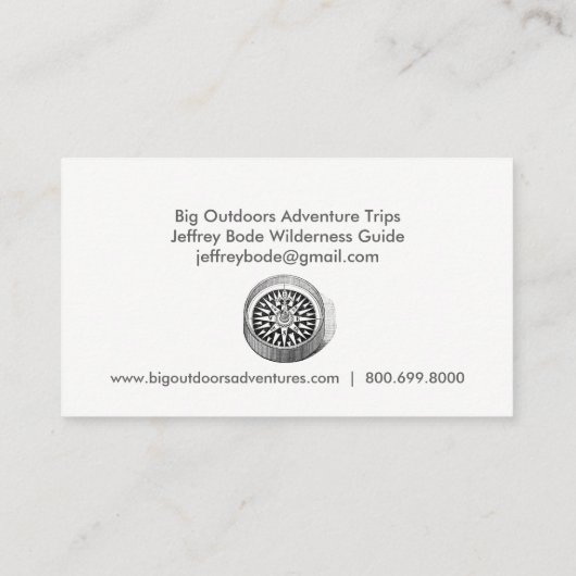 Wilderness Adventure Trip Guide Visitekaartjes (Achterkant)