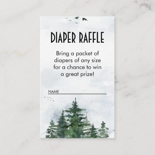 Wilderness Baby shower Luier Raffle invoegen Visitekaartje (Voorkant)