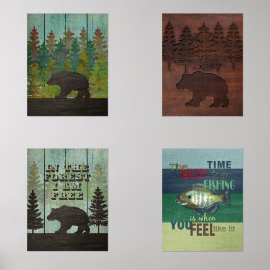 Wilderness Beer en Vist buitenliefhebbers Muurkunst Sets (Voorkant)