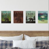 Wilderness Beer en Vist buitenliefhebbers Muurkunst Sets (Slaapkamer)