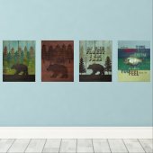 Wilderness Beer en Vist buitenliefhebbers Muurkunst Sets (Houten vloer)