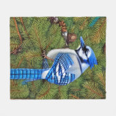 Wilderness Blue Jay Fleece Deken (Voorkant (Horizontaal))